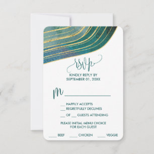Banded Gemstone   Emerald Menu Choice RSVP Card