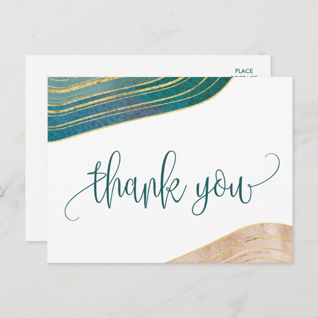 Banded Gemstone | Emerald Thank You Postcard (Front/Back)