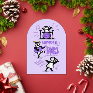 Banded Pengs Purple Card Acrylic Invitations