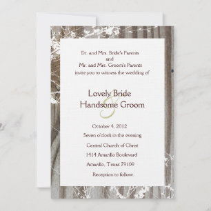 Banded Wood Blossoms Wedding Invitation