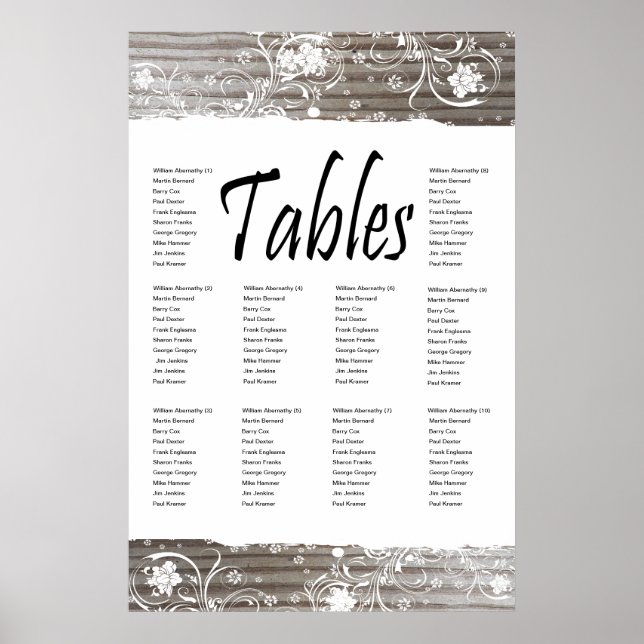 Banded Wood Seating Chart (Front)