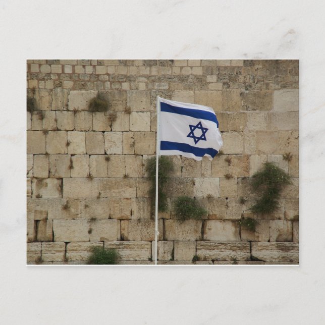 Bandeira de Israel no Muro das Lamentações Postcard (Front)