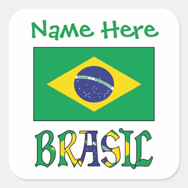 Bandeira do Brasil Personalized Flag Square Label (Front)