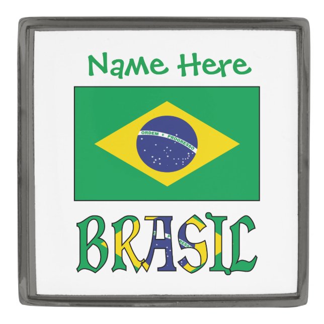 Bandeira do Brasil Personalized Name Lapel Pin (Front)