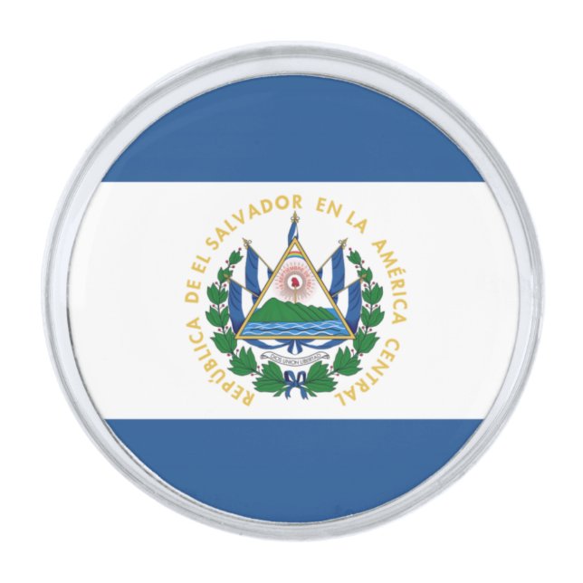 Bandera de El Salvador Silver Finish Lapel Pin (Front)