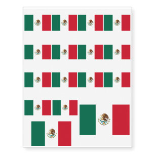 Bandera de México - Flag of Mexico - Mexican Flag Temporary Tattoos
