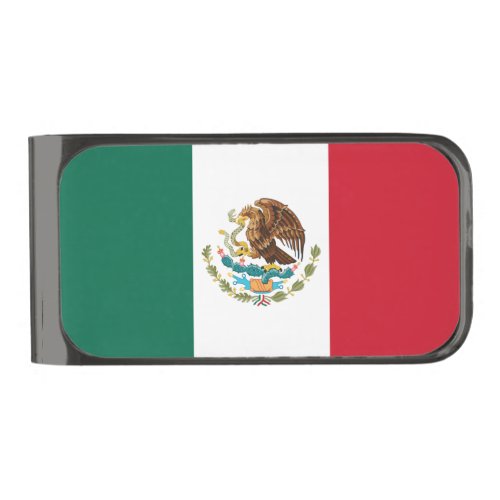 Bandera de Mexico National flag Mexicanos Gunmetal Finish Money Clip