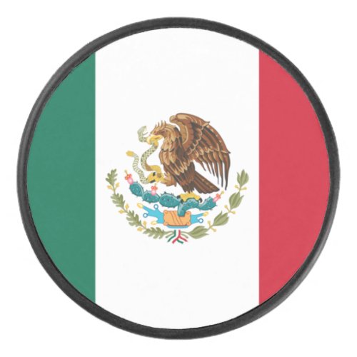 Bandera de Mexico National flag Mexicanos Hockey Puck