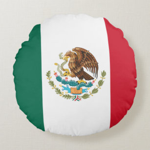 Bandera de Mexico National flag Mexicanos Round Pillow