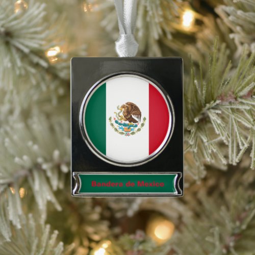 Bandera de Mexico National flag Mexicanos Silver Plated Banner Ornament