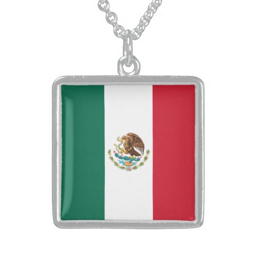 Bandera de Mexico National flag Mexicanos Sterling Silver Necklace