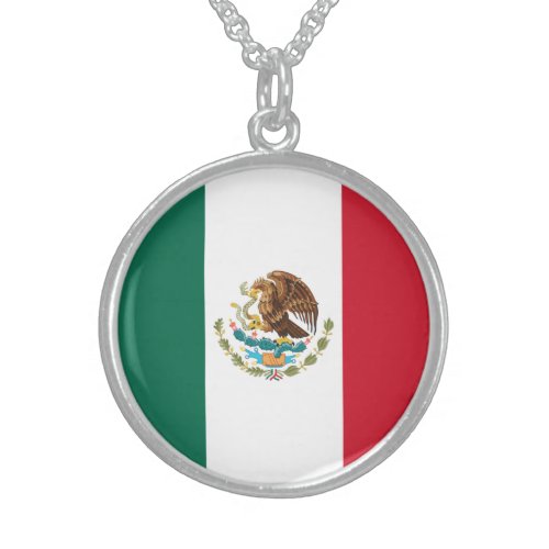 Bandera de Mexico National flag Mexicanos Sterling Silver Necklace
