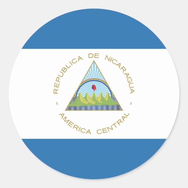Bandera de Nicaragua Classic Round Sticker (Front)