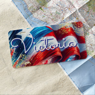 Bandera Flag PR Airbrush License Plate