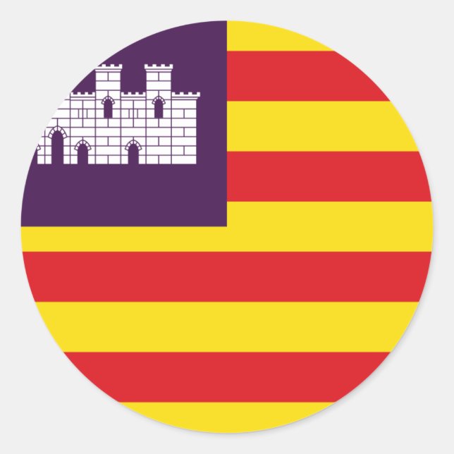 Bandera Islas Baleares - Flag Balearic Islands Classic Round Sticker (Front)