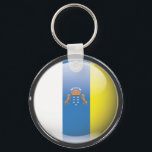 Bandera y escudo de Islas Canarias Keychain<br><div class="desc">Bandera y escudo de Islas Canarias en formato redondo y acabado con brillo pulido</div>