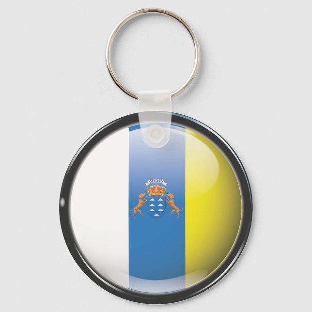 Bandera y escudo de Islas Canarias Keychain (Front)