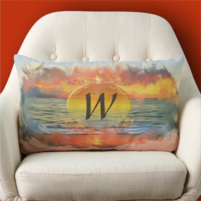 Banderas Bay Sunset 1738 Lumbar Pillow (Creator Uploaded)