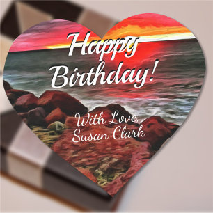 Banderas Happy Birthday Rocky Sunset 914 Heart Sticker