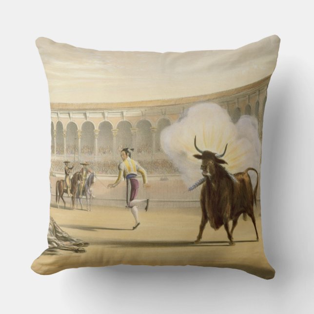 Banderillas de Fuego, 1865 (colour litho) Throw Pillow (Front)