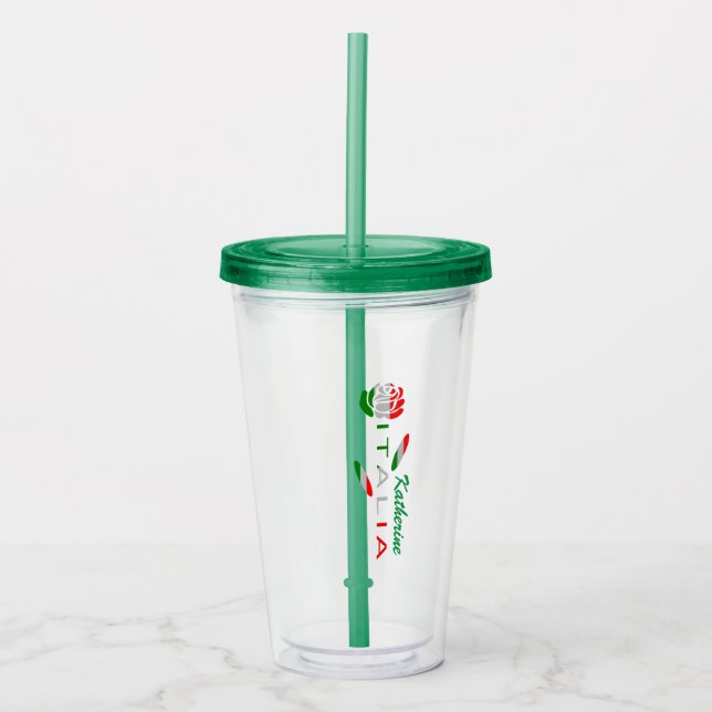 Bandiera d'Italia Rosa Personalized Acrylic Tumbler (Front)