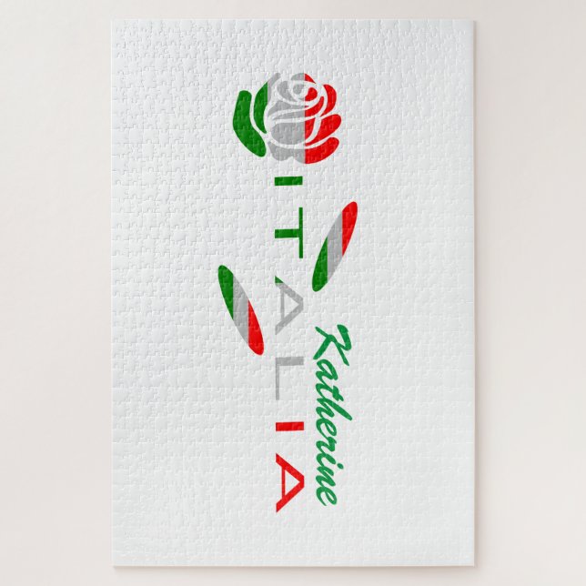 Bandiera d'Italia Rosa Personalized Jigsaw Puzzle (Vertical)