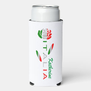Bandiera d'Italia Rosa Personalized Seltzer Can Cooler