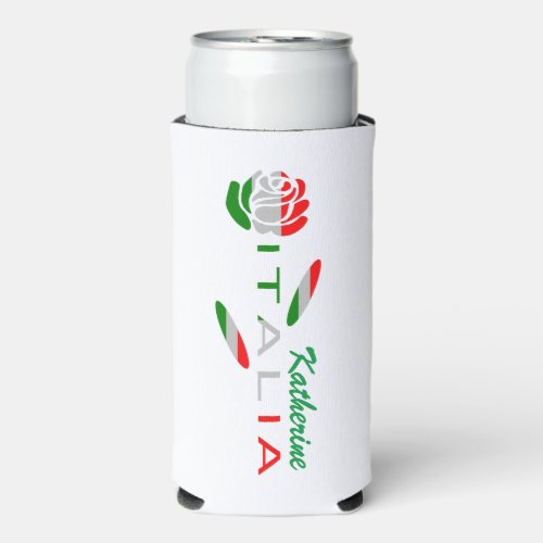 Bandiera dItalia Rosa Personalized Seltzer Can Cooler