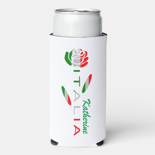 Bandiera d'Italia Rosa Personalized Seltzer Can Cooler (Seltzer Front)