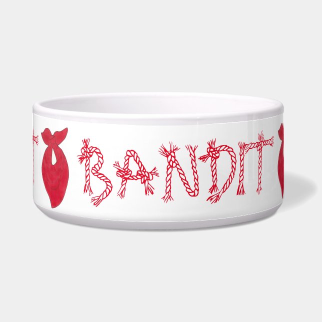 BANDIT Dog Red Bandana Kerchief Neckerchief Bowl (Front)