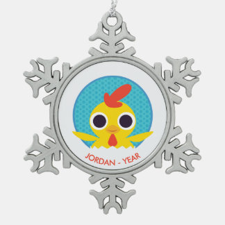 Bandit the Chick Snowflake Pewter Christmas Ornament