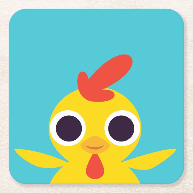 Bandit the Chick Square Paper Coaster (Front)