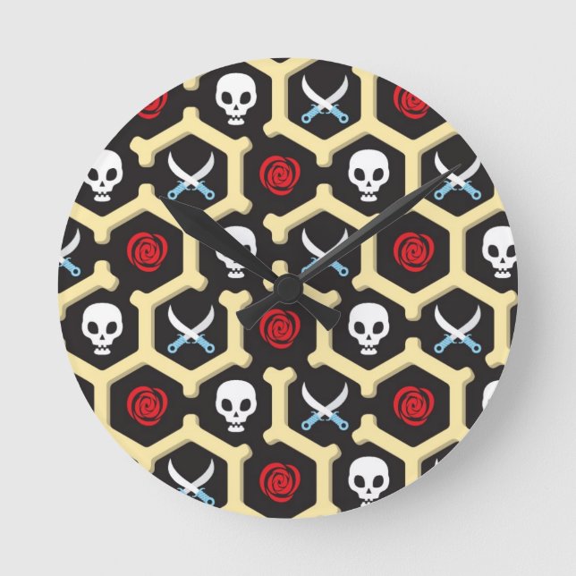 Bandit Theme Pattern Round Clock (Front)