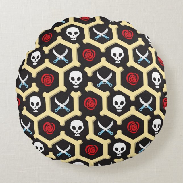 Bandit Theme Pattern Round Pillow (Front)