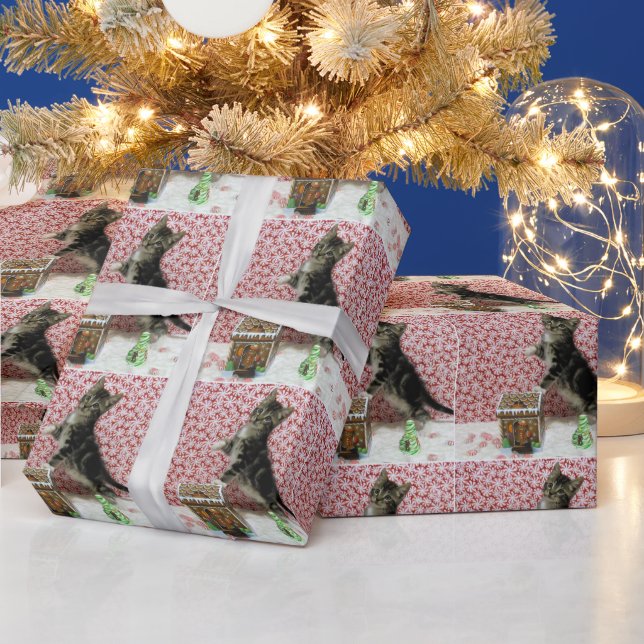 Bandit's Gingerbread House ( Cat / Kitten) Wrapping Paper (Holidays)