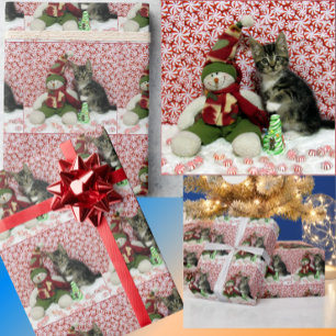 Bandit's Snowman Christmas - Cat Wrapping Paper