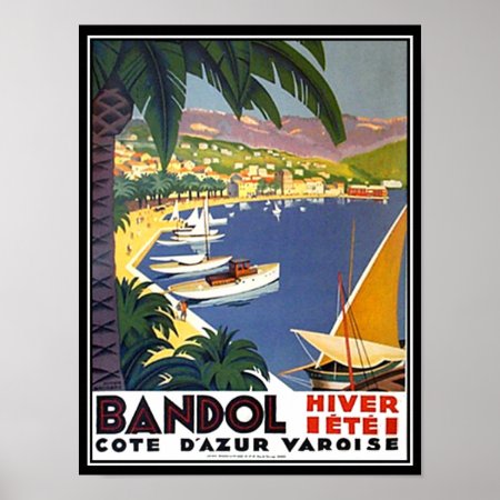 Bandol Cote D'azur France Travel Poster Print