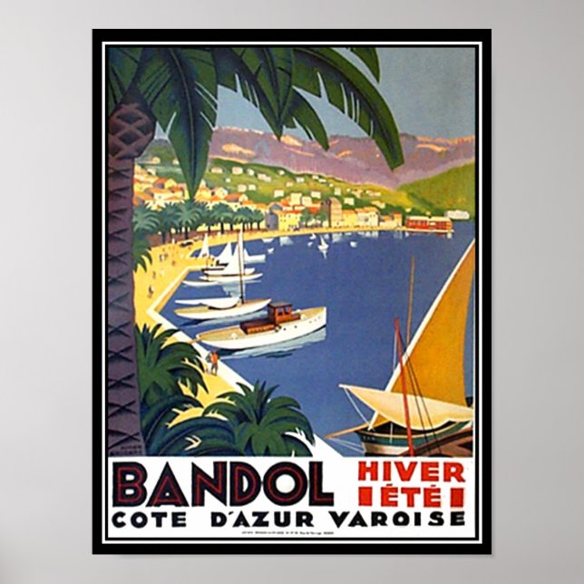 Bandol Cote D'azur France Travel Poster Print (Front)