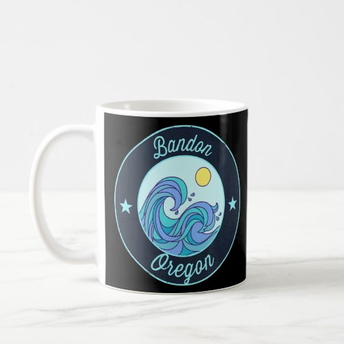 Bandon Or Oregon Souvenir Nautical Surfer Graphic  Coffee Mug
