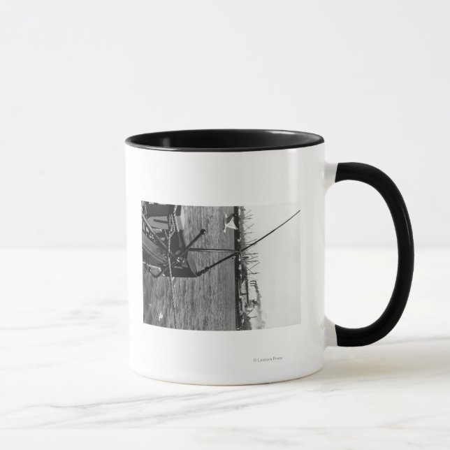 Bandon, Oregon Harbor View and Ships Photograph Mug (Right)