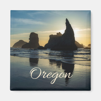 Bandon Oregon Sea Stacks Sunset Photo  Magnet