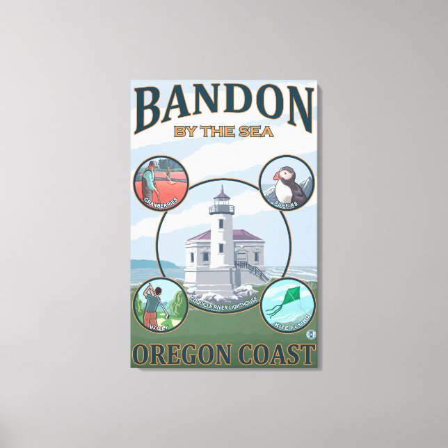 Bandon, OregonScenic Travel Poster Canvas Print (Front)