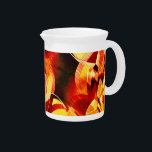 Bands of yellowing with dark red, strong streaked beverage pitcher<br><div class="desc">Image of bands with strong shades of yellow and dark red and an effect that simulates heavy rain or uniform scratches that look like some kind of rustic brushstroke.</div>