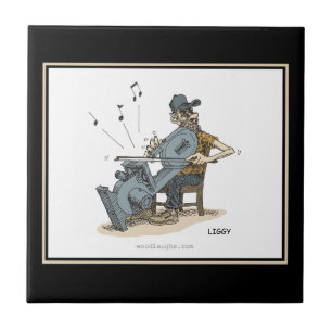Bandsaw Musician Cartoon Tile