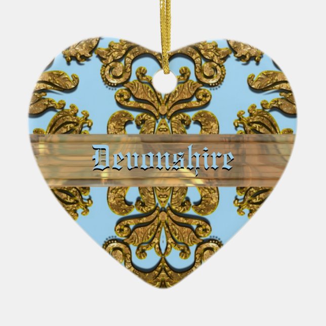 Bandwright Gigi Victorian Damask Ceramic Ornament (Front)