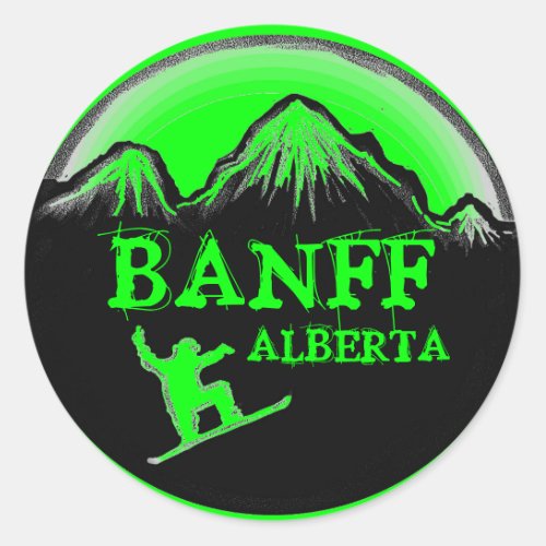 Banff Alberta Canada green snowboard stickers