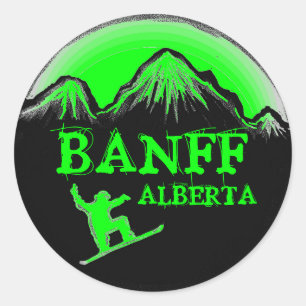 Banff Alberta Canada green snowboard stickers