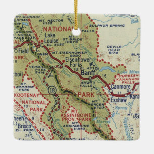 Banff Alberta Vintage Map Ceramic Ornament