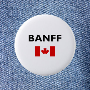Banff Canada Canadian Flag Light-Color Button