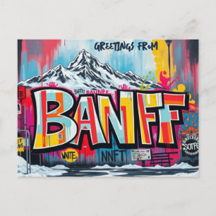 Banff Canada Ski resort graffiti Postcard